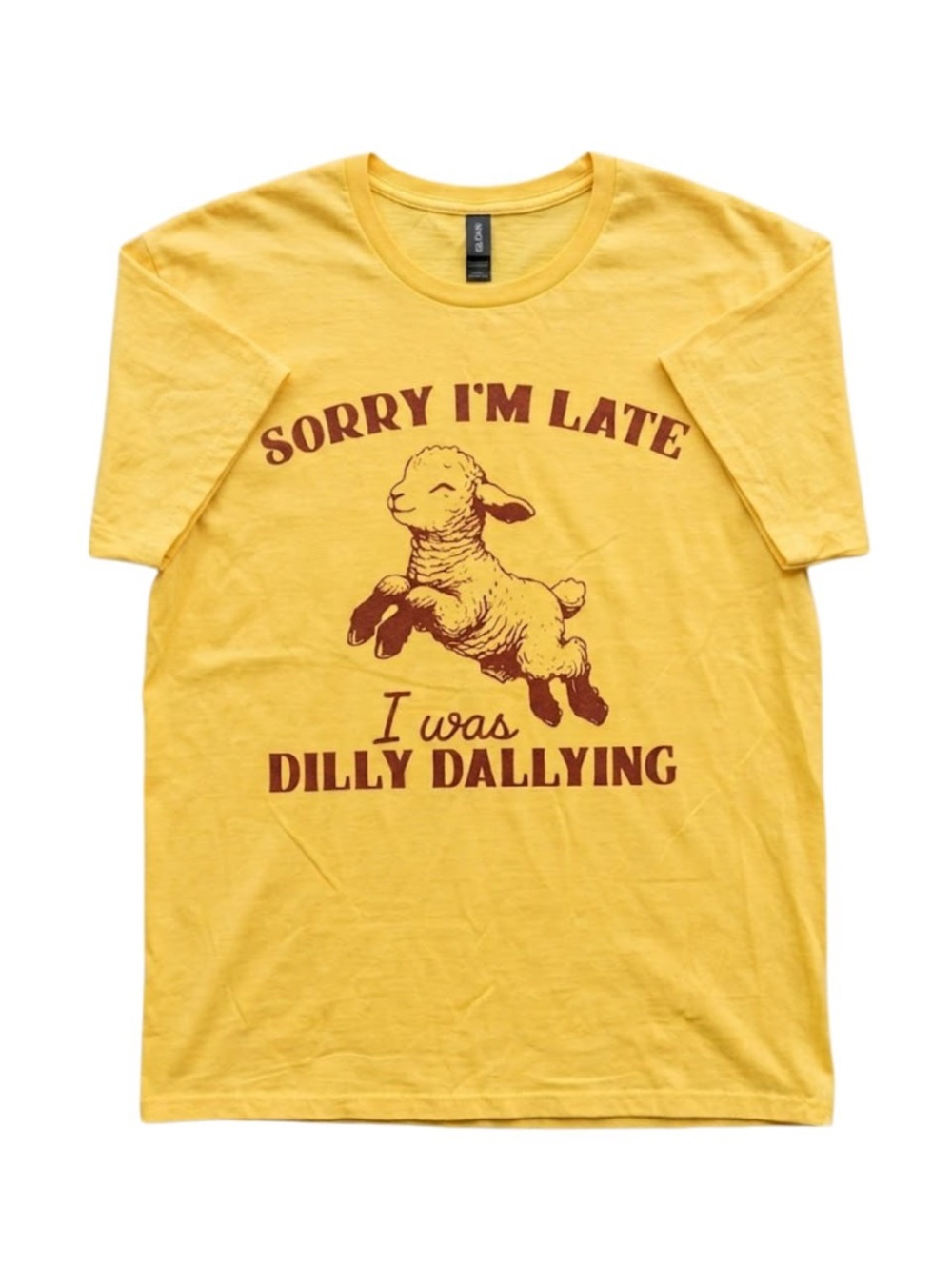 Gildan Yellow "Sorry I'm Late" Graphic Tee